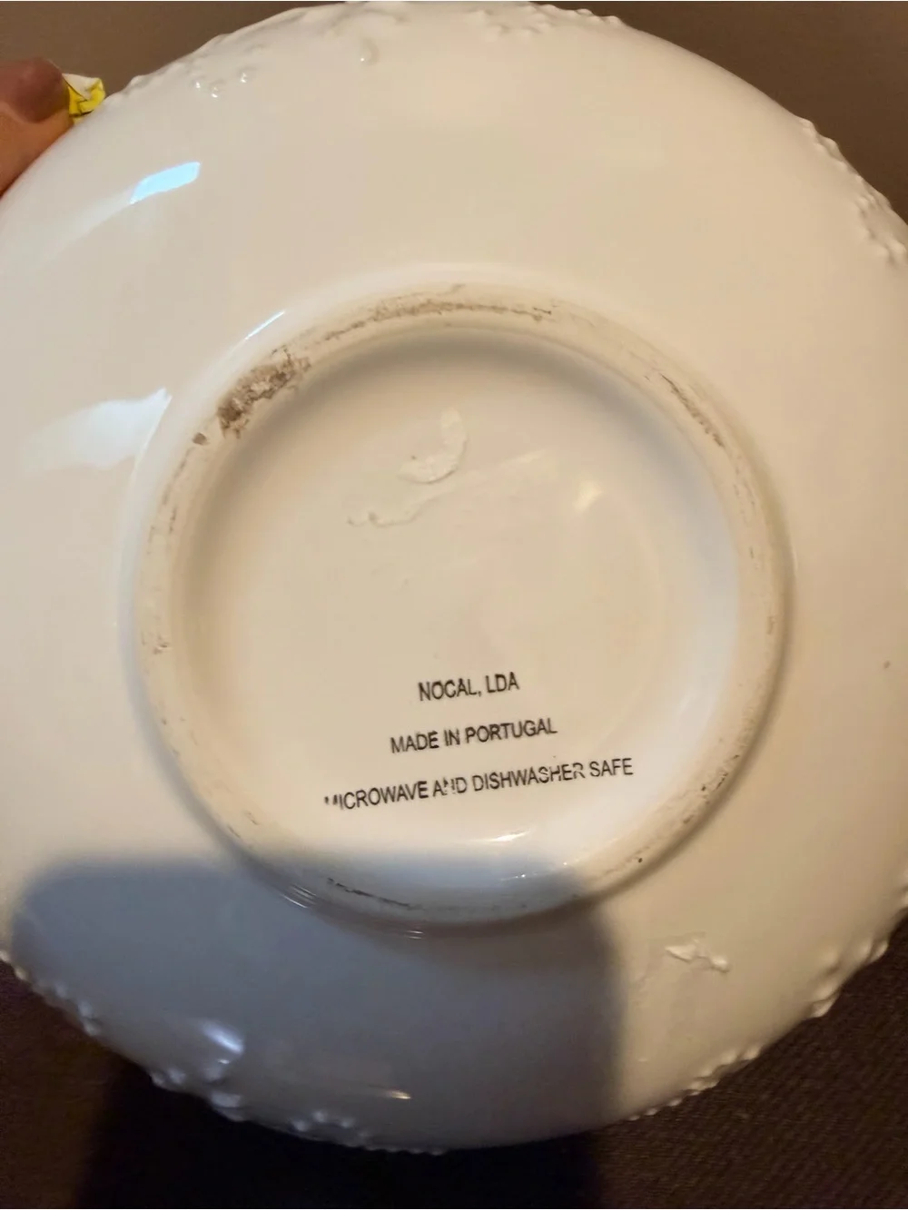 White Embossed Ceramic Serving Bowl - Home Dining
